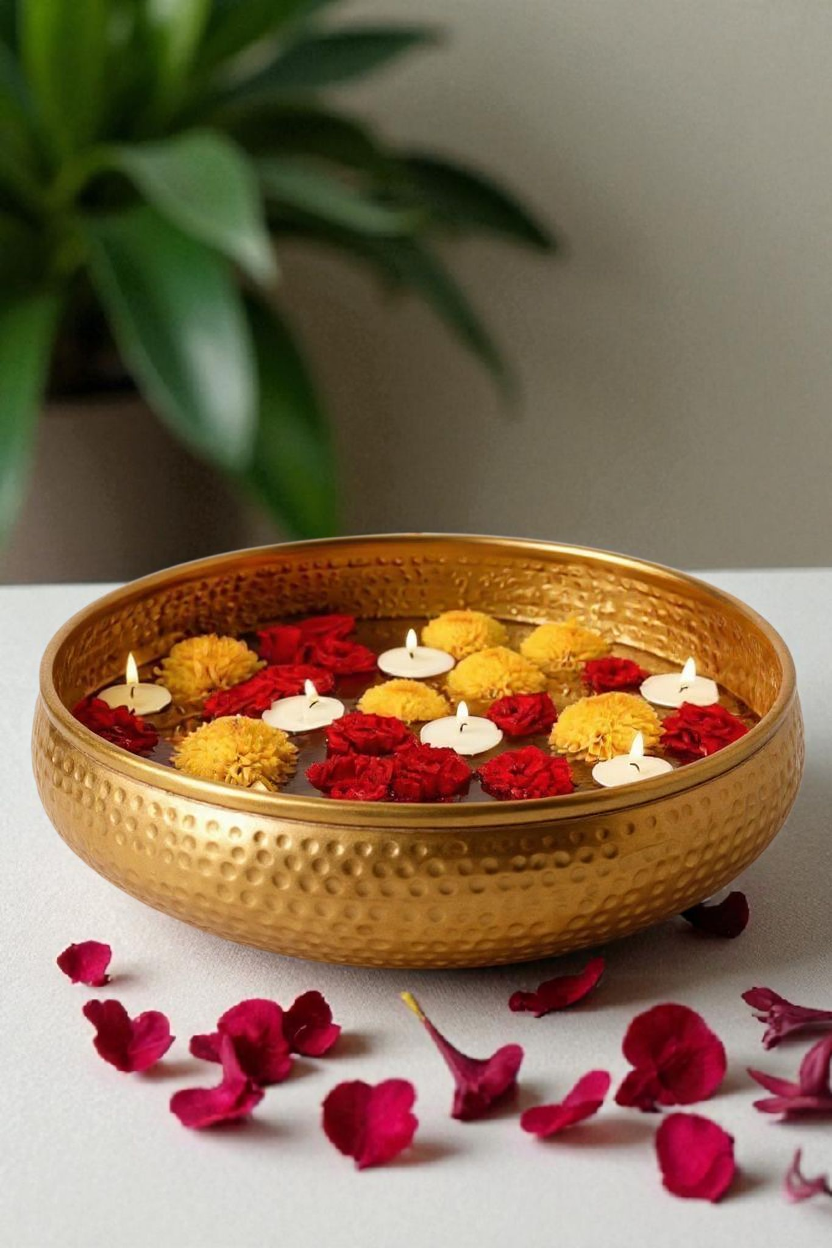 Brass flower urli